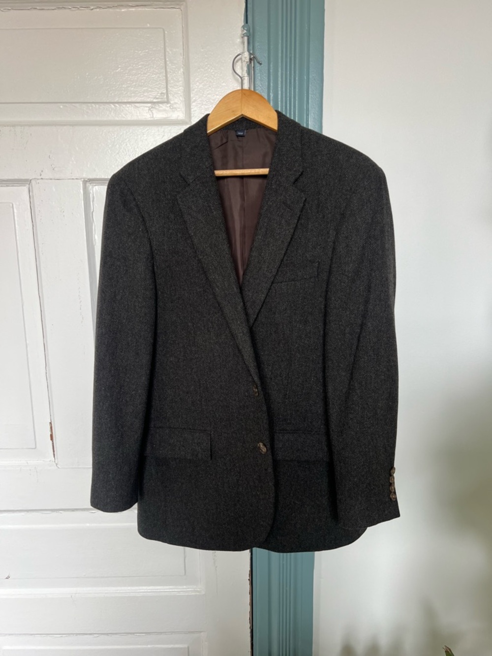 J. Crew Men's Dark Charcoal Herringbone Blazer